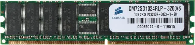 Alt view image 2 of 3 - CORSAIR 1GB ECC Registered DDR 400 (PC 3200) Server Memory Model CM72SD1024RLP-3200