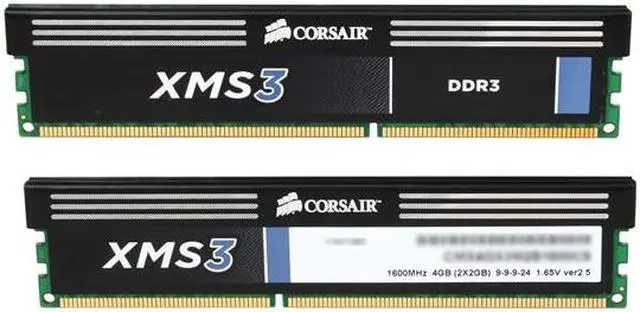 Alt view image 3 of 3 - CORSAIR XMS 4GB (2 x 2GB) DDR3 1600 (PC3 12800) Desktop Memory Model CMX4GX3M2B1600C9