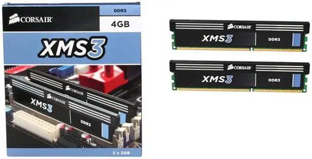 Alt view image 4 of 3 - CORSAIR XMS 4GB (2 x 2GB) DDR3 1600 (PC3 12800) Desktop Memory Model CMX4GX3M2B1600C9