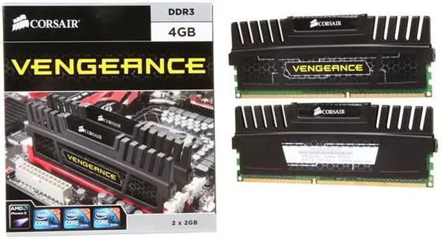 Alt view image 3 of 3 - CORSAIR Vengeance 4GB (2 x 2GB) DDR3 1600 (PC3 12800) Desktop Memory Model CMZ4GX3M2A1600C9