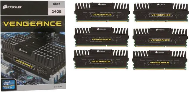 Alt view image 3 of 3 - CORSAIR Vengeance 24GB (6 x 4GB) DDR3 1600 (PC3 12800) Desktop Memory Model CMZ24GX3M6A1600C9