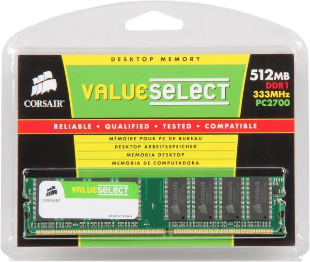 Alt view image 3 of 3 - CORSAIR 512MB DDR 333 (PC 2700) Desktop Memory Model VS512MB333