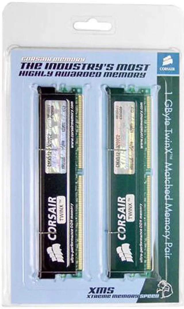 Alt view image 2 of 2 - CORSAIR XMS 1GB (2 x 512MB) DDR 400 (PC 3200) Dual Channel Kit Desktop Memory Model TWINX1024-3200C2