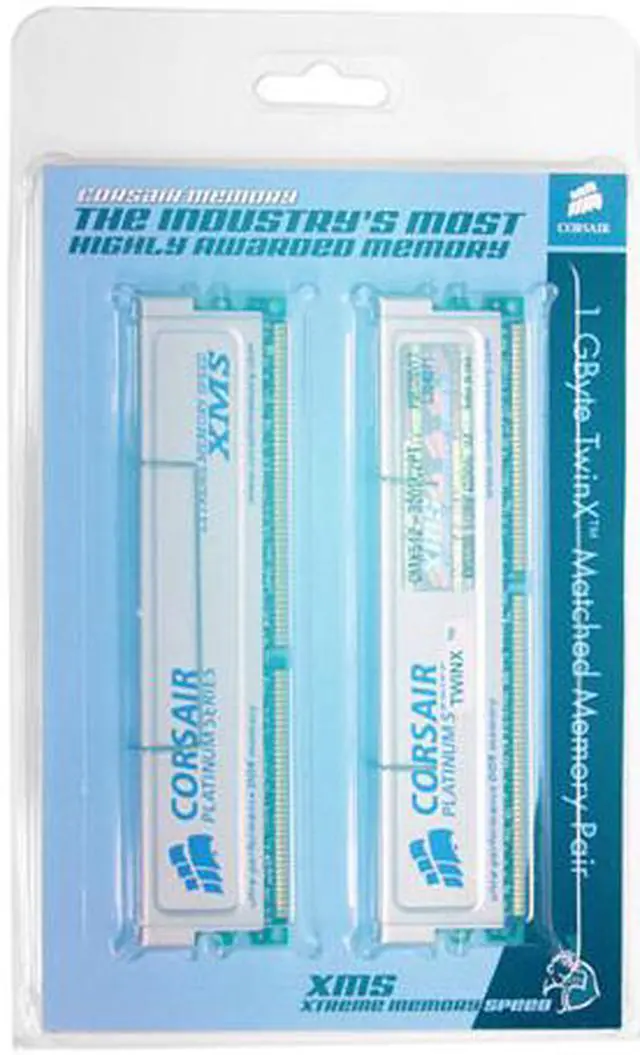 Alt view image 2 of 2 - CORSAIR XMS 1GB (2 x 512MB) DDR 400 (PC 3200) Dual Channel Kit Desktop Memory Model TWINX1024-3200C2PT