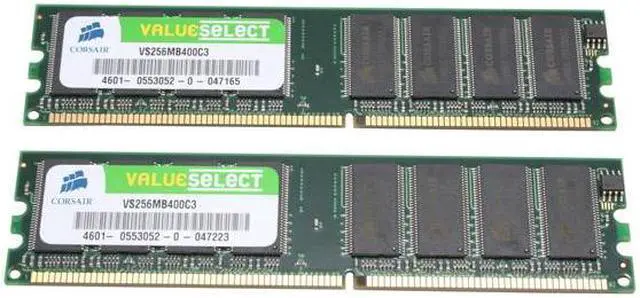 Alt view image 3 of 4 - CORSAIR ValueSelect 512MB (2 x 256MB) DDR 400 (PC 3200) Dual Channel Kit Desktop Memory Model VS512MBKIT400C3