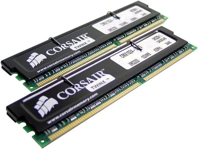 Main image of CORSAIR XMS 2GB (2 x 1GB) DDR 400 (PC 3200) Dual Channel Kit Desktop Memory Model TWINX2048-3200