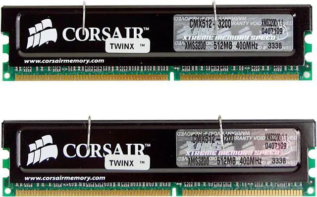Main image of CORSAIR XMS 1GB (2 x 512MB) DDR 400 (PC 3200) Dual Channel Kit Desktop Memory Model TWINX1024-3200