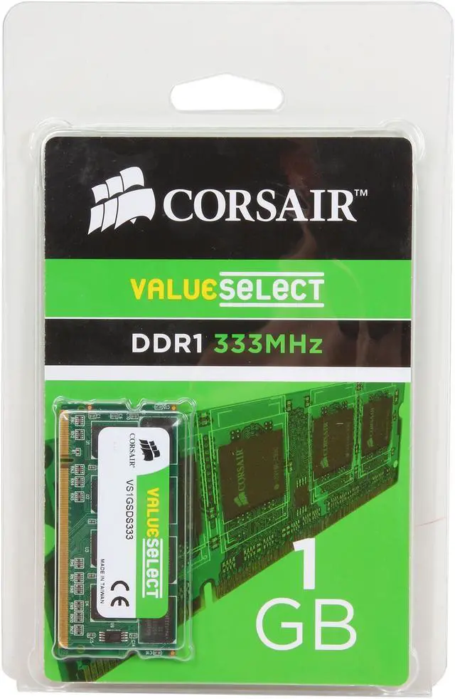 Alt view image 3 of 3 - CORSAIR 1GB 200-Pin DDR SO-DIMM DDR 333 (PC 2700) Laptop Memory Model VS1GSDS333