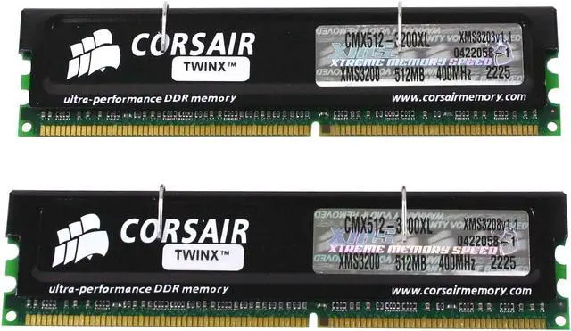Main image of CORSAIR XMS 1GB (2 x 512MB) DDR 400 (PC 3200) Dual Channel Kit Desktop Memory Model TWINX1024-3200XL