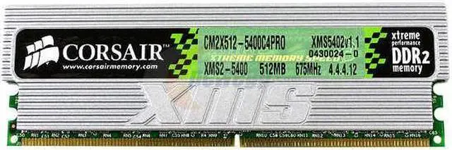 Main image of CORSAIR XMS2 512MB DDR2 675 (PC2 5400) Desktop Memory Model CM2X512-5400C4PRO