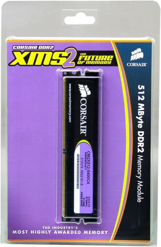Alt view image 2 of 2 - CORSAIR XMS2 512MB DDR2 675 (PC2 5400) Desktop Memory Model CM2X512-5400C4