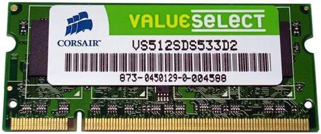 Alt view image 3 of 3 - CORSAIR ValueSelect 512MB 200-Pin DDR2 SO-DIMM DDR2 533 (PC2 4200) Laptop Memory Model VS512SDS533D2