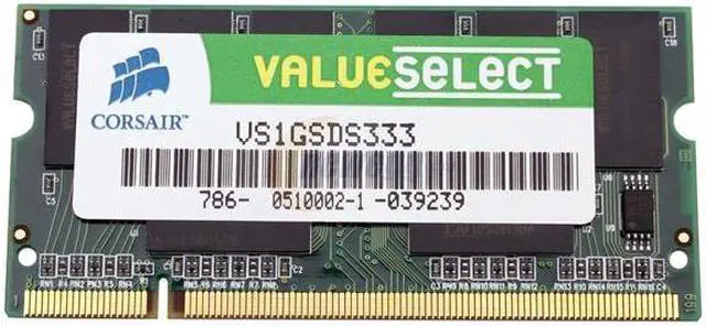 Main image of CORSAIR ValueSelect 1GB 200-Pin DDR SO-DIMM DDR 333 (PC 2700) Laptop Memory Model VS1GSDS333