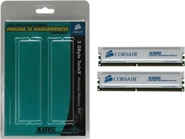 Alt view image 3 of 3 - CORSAIR XMS 2GB (2 x 1GB) DDR 400 (PC 3200) Dual Channel Kit Desktop Memory Model TWINX2048-3200C2PT