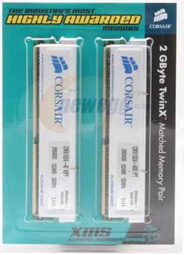 Alt view image 2 of 2 - CORSAIR XMS 2GB (2 x 1GB) DDR 500 (PC 4000) Dual Channel Kit Desktop Memory Model TWINX2048-4000PT