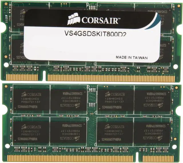 Alt view image 2 of 3 - CORSAIR 4GB (2 x 2GB) 200-Pin DDR2 SO-DIMM DDR2 800 (PC2 6400) Laptop Memory Model VS4GSDSKIT800D2