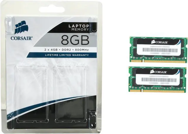 Alt view image 3 of 3 - CORSAIR 8GB (2 x 4GB) 200-Pin DDR2 SO-DIMM DDR2 800 (PC2 6400) Laptop Memory Model VS8GSDSKIT800D2
