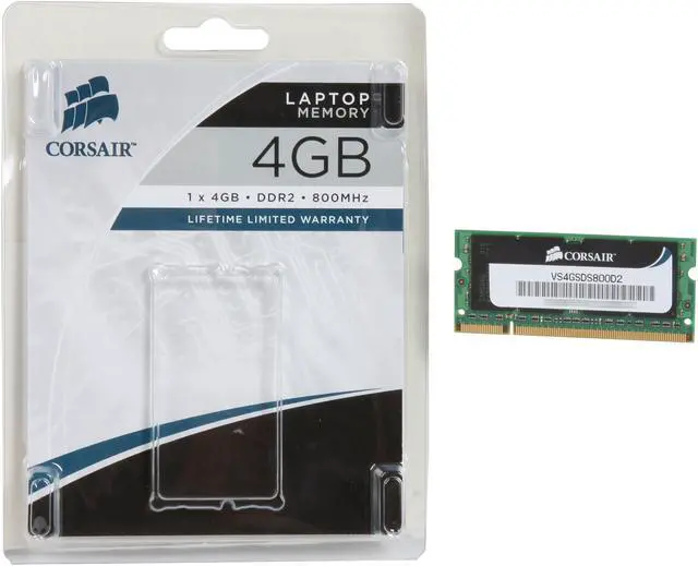 Alt view image 3 of 3 - CORSAIR 4GB 200-Pin DDR2 SO-DIMM DDR2 800 (PC2 6400) Laptop Memory Model VS4GSDS800D2