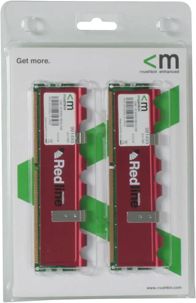 Alt view image 3 of 3 - Mushkin Enhanced Redline 2GB (2 x 1GB) DDR 500 (PC 4000) Dual Channel Kit Desktop Memory Model 991493