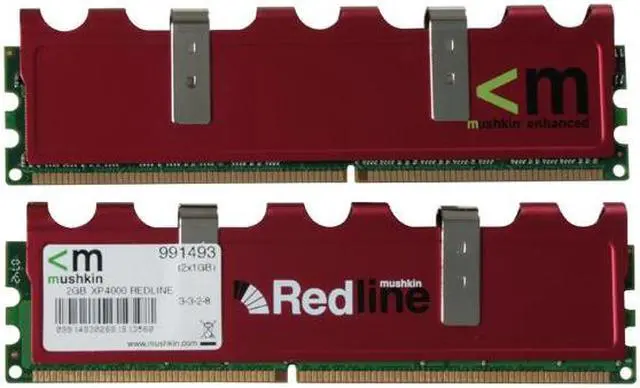 Alt view image 2 of 3 - Mushkin Enhanced Redline 2GB (2 x 1GB) DDR 500 (PC 4000) Dual Channel Kit Desktop Memory Model 991493