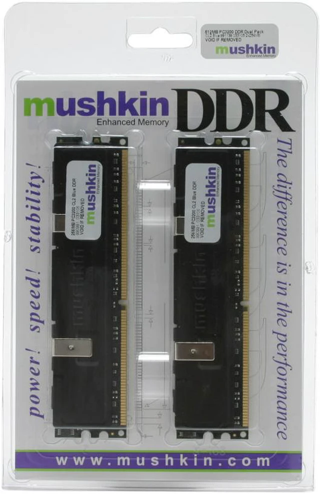 Mushkin Mushkin Enhanced 512MB (2 x 256MB) DDR 400 (PC 3200) Dual Channel Kit ...