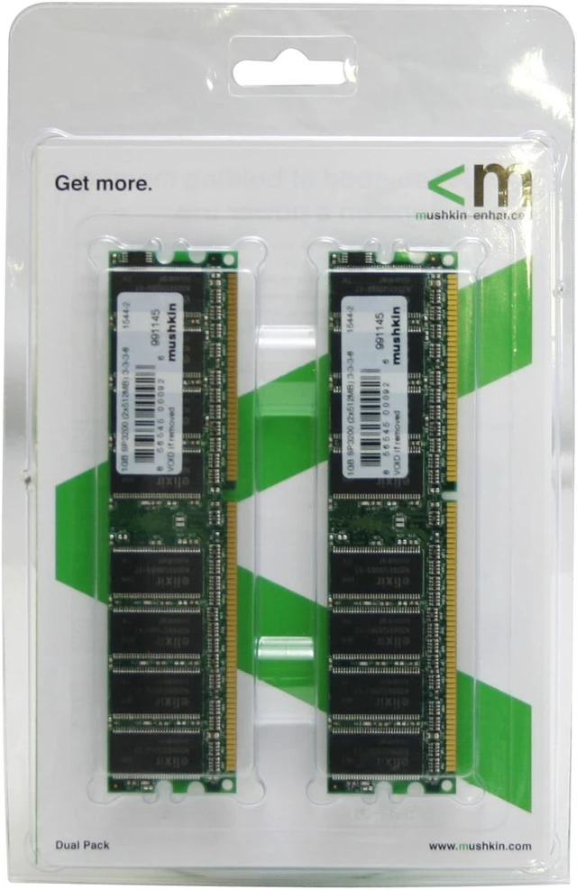 Mushkin Mushkin Enhanced Green 1GB (2 x 512MB) DDR 400 (PC 3200) Dual Channel ...