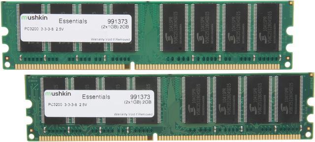 Mushkin Enhanced Essentials 2GB (2 x 1GB) DDR 400 (PC 3200) Dual Channel Memory Model 991373 Desktop Memory Newegg.com