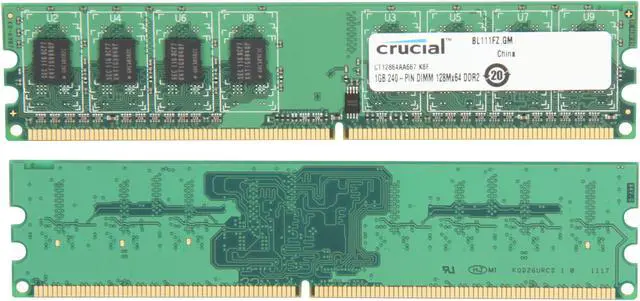 Alt view image 2 of 3 - Crucial 2GB (2 x 1GB) DDR2 667 (PC2 5300) Dual Channel Kit Desktop Memory Model CT2KIT12864AA667
