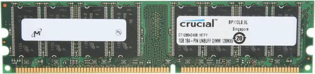 Main image of Crucial 1GB DDR 400 (PC 3200) Desktop Memory Model CT12864Z40B