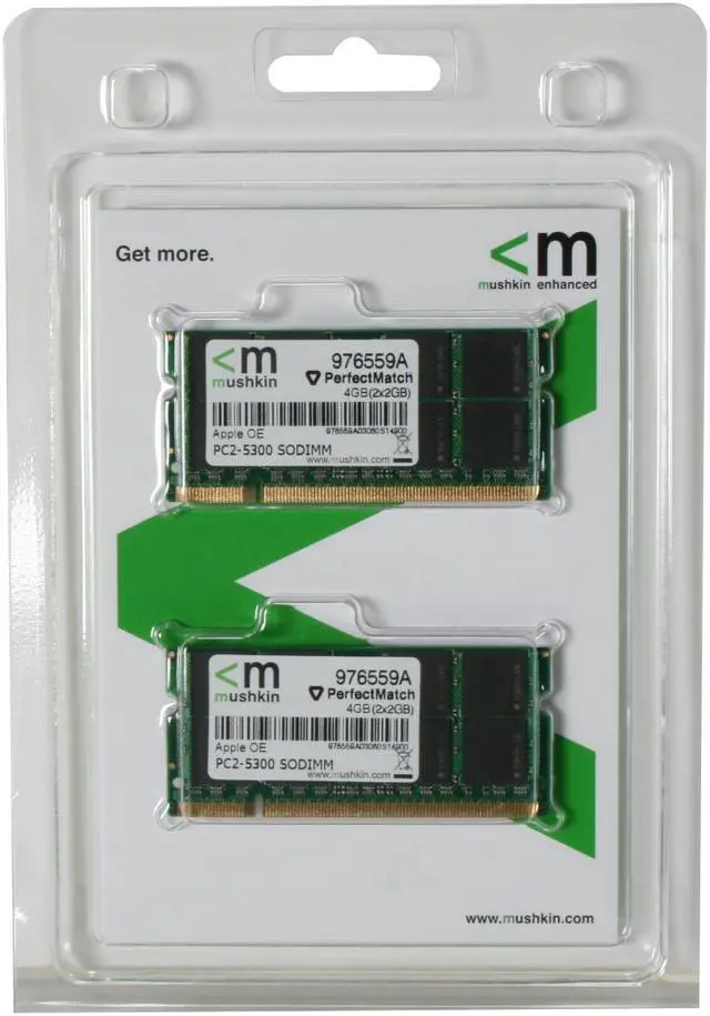 Alt view image 2 of 2 - Mushkin Enhanced 4GB (2 x 2GB) DDR2 667 (PC2 5300) Dual Channel Kit Memory for Apple Model 976559A