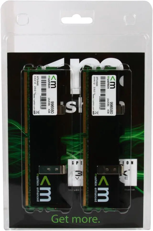 Alt view image 2 of 4 - Mushkin Enhanced Blackline 4GB (2 x 2GB) DDR2 800 (PC2 6400) Dual Channel Kit Desktop Memory Model 996580