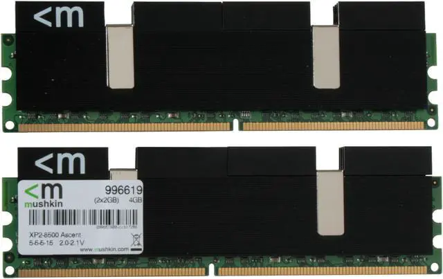 Alt view image 2 of 3 - Mushkin Enhanced Blackline 4GB (2 x 2GB) DDR2 1066 (PC2 8500) Dual Channel Kit Desktop Memory Model 996619