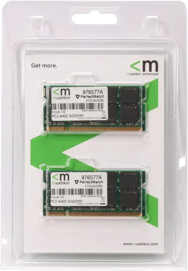Alt view image 3 of 3 - Mushkin Enhanced 4GB (2 x 2GB) DDR2 800 (PC2 6400) Dual Channel Kit Memory For Apple Model 976577a