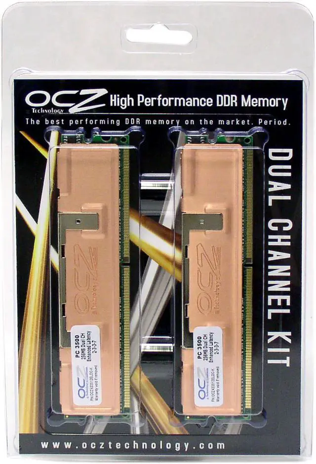 Alt view image 2 of 2 - OCZ 512MB (2 x 256MB) DDR 433 (PC 3500) Dual Channel Kit Desktop Memory Model OCZ433512ELDCK
