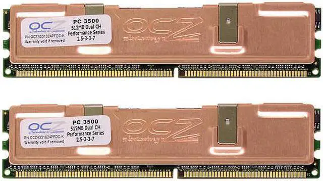 512MB メモリ 2セット　計 1GB OCZ Peroformance 1GB (2 x 512MB) DDR 433 (PC 3500) Dual Channel
