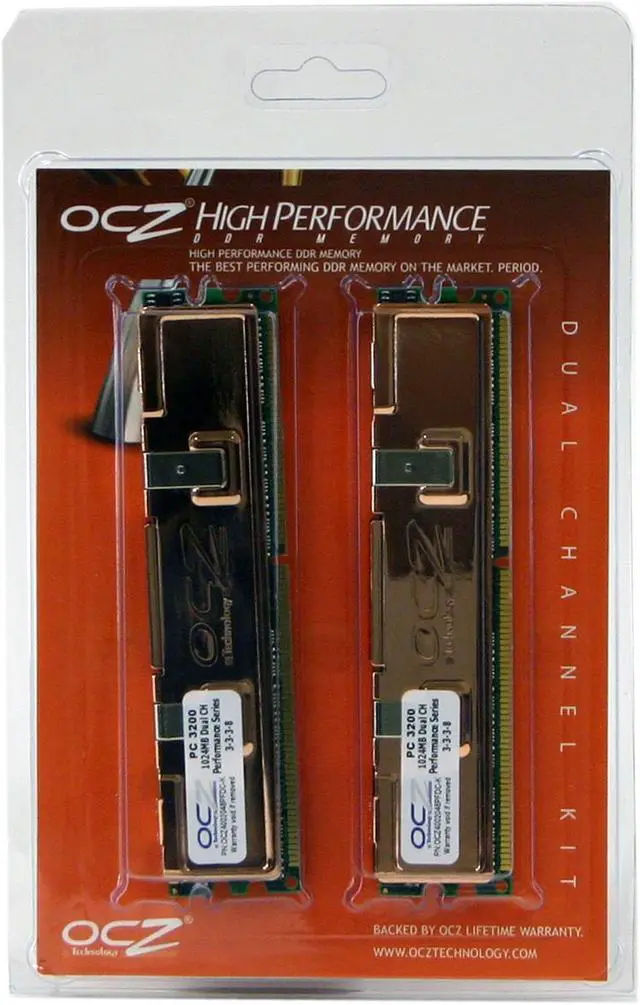 Alt view image 2 of 2 - OCZ Performance 2GB (2 x 1GB) DDR 400 (PC 3200) Dual Channel Kit Desktop Memory Model OCZ4002048PFDC-K