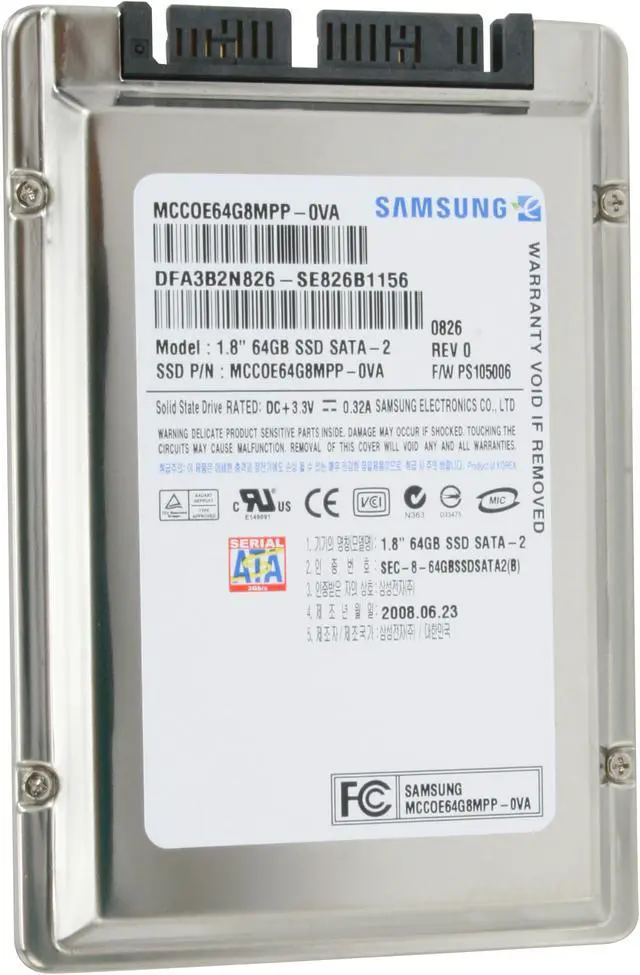 Alt view image 3 of 4 - SAMSUNG 64GB SATA II SLC Internal Solid State Drive (SSD) MCCOE64G8MPP-0VA00