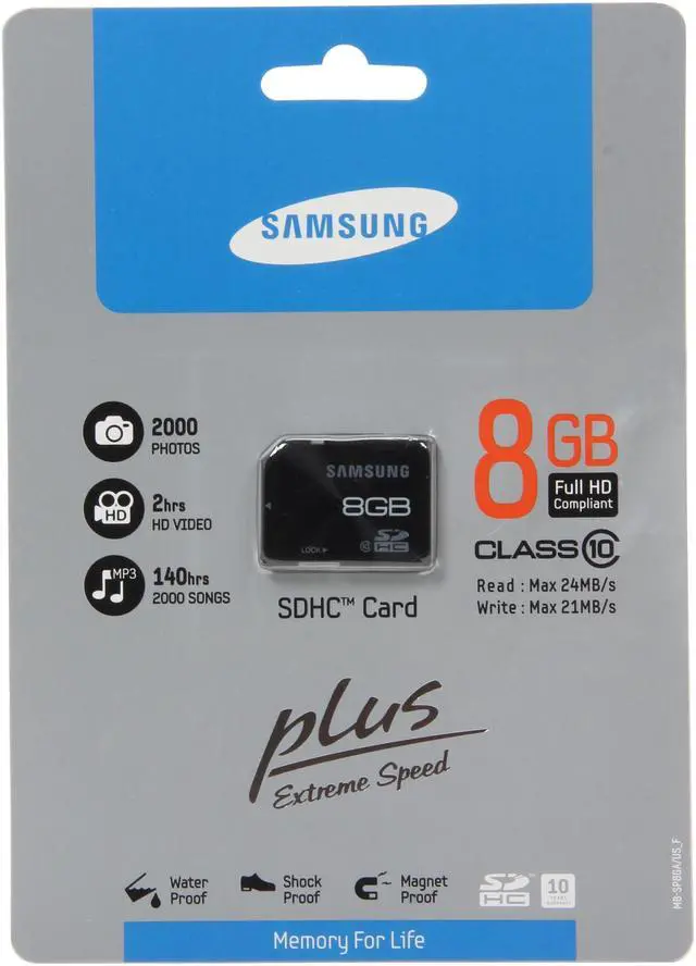 Alt view image 4 of 4 - SAMSUNG 8GB Secure Digital High-Capacity (SDHC) Extreme Speed Plus Flash Card Model MB-SP8GA/US