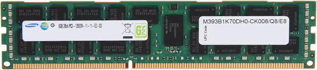 Main image of SAMSUNG 8GB ECC Registered DDR3 1600 Server Memory Model M393B1K70DH0-CK008/Q8/E8