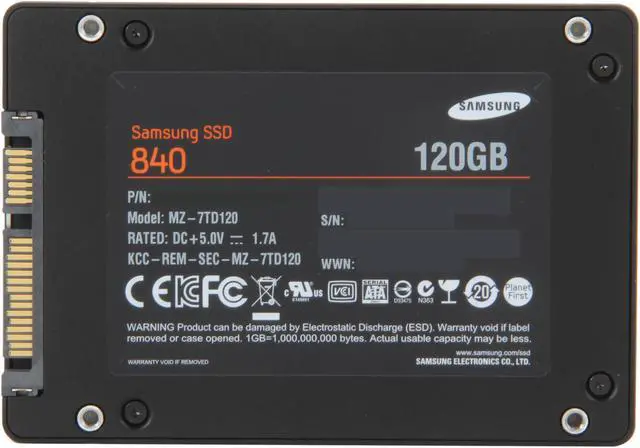 Alt view image 5 of 6 - SAMSUNG 840 Series 2.5" 120GB SATA III Internal Solid State Drive (SSD) MZ-7TD120KW