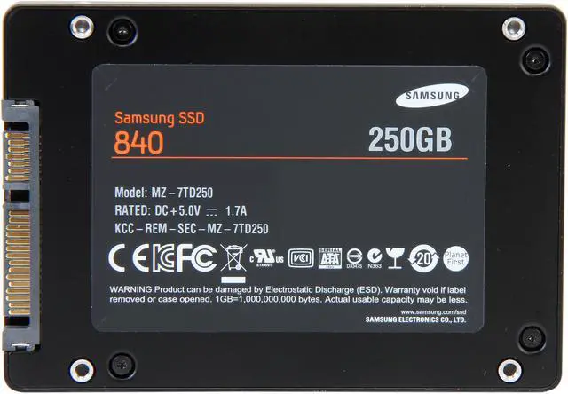 Alt view image 4 of 5 - SAMSUNG 840 Series 2.5" 250GB SATA III TLC Internal Solid State Drive (SSD) MZ-7TD250BW