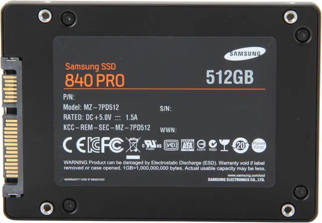 Alt view image 4 of 5 - SAMSUNG 840 Pro Series 2.5" 512GB SATA III MLC Internal Solid State Drive (SSD) MZ-7PD512BW