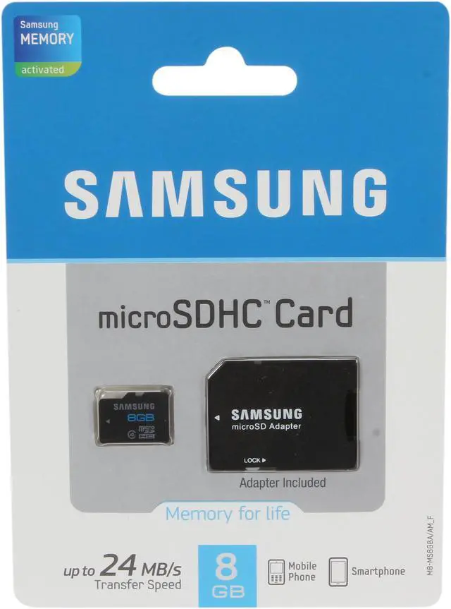 Alt view image 4 of 4 - SAMSUNG 8GB microSDHC Flash Card w/ Adapter Model MB-MS8GBA/AM