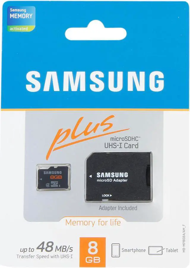 Alt view image 4 of 4 - SAMSUNG 8GB microSDHC Flash Card w/ Adapter Model MB-MP8GBA/AM