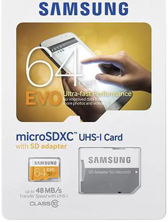Alt view image 4 of 4 - Samsung 64GB EVO microSDXC UHS-I/U1 Class 10 Memory Card with Adapter, Speed Up to 48MB/s (MB-MP64DA/AM) [Old Speed]