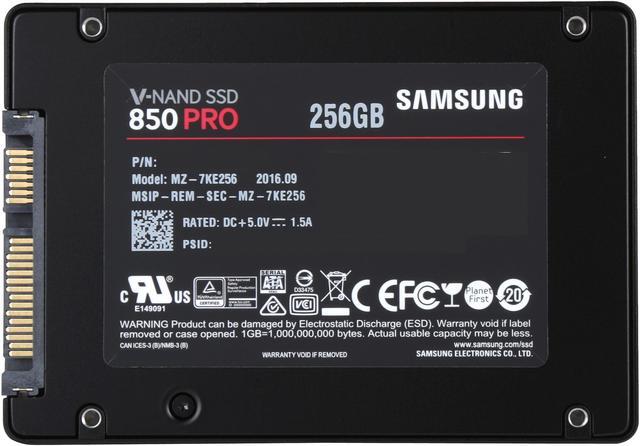 Alt view image 5 of 5 - SAMSUNG 850 PRO 2.5" 256GB SATA III 3D NAND Internal Solid State Drive (SSD) MZ-7KE256BW