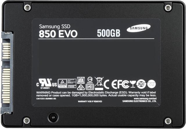 Alt view image 5 of 5 - SAMSUNG 850 EVO 2.5" 500GB SATA III 32 layer 3D V-NAND Internal Solid State Drive (SSD) MZ-75E500B/AM