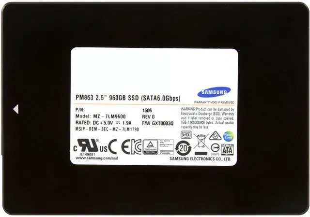 Alt view image 2 of 2 - SAMSUNG Data Center PM863 2.5" 960GB SATA III MLC Enterprise Solid State Drive