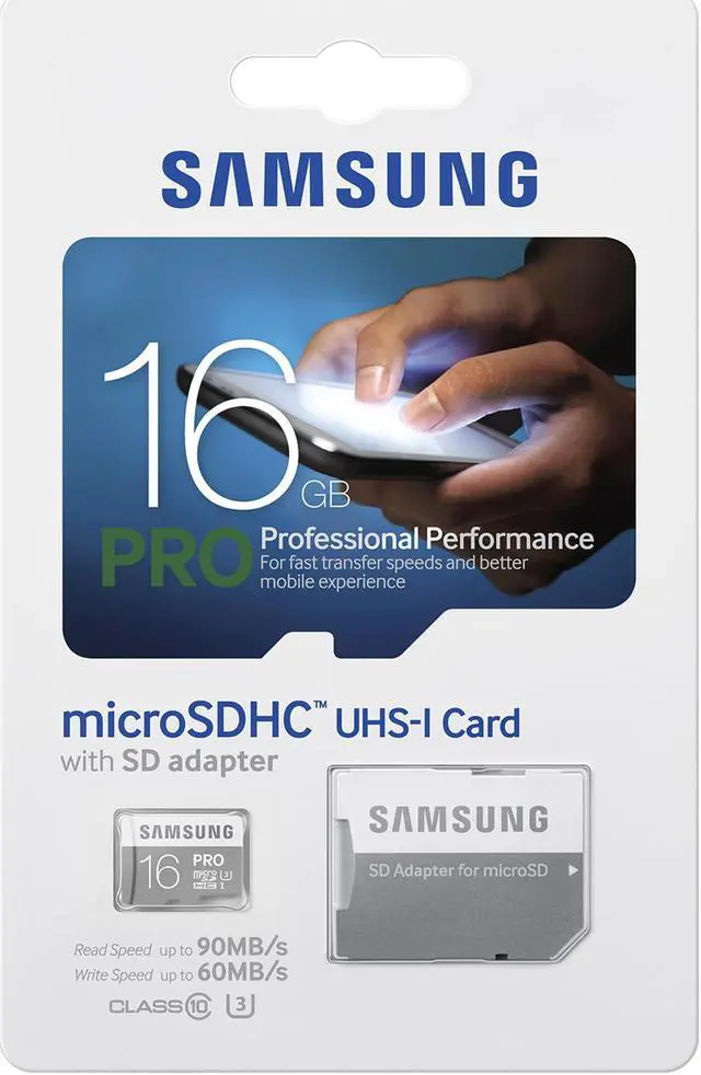 Alt view image 4 of 4 - Samsung 16GB PRO microSDHC UHS-I/U3 Class 10 Memory Card with Adapter, Speed Up to 90MB/s (MB-MG16EA/AM)
