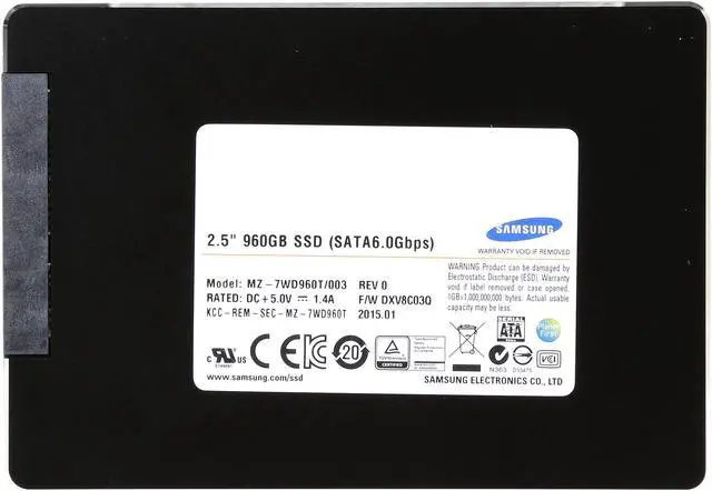 Alt view image 2 of 5 - SAMSUNG Data Center Series SV843 2.5" 960GB SATA III V1 MLC VNAND Enterprise Solid State Drive